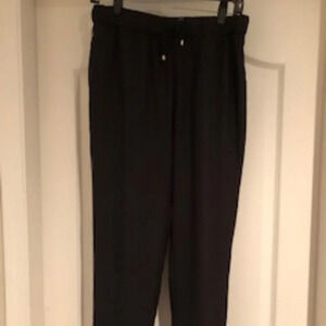 Ivanka Trump Sporty Pull On Pants w Elasticized Waist + Drawstring Black Sz 6